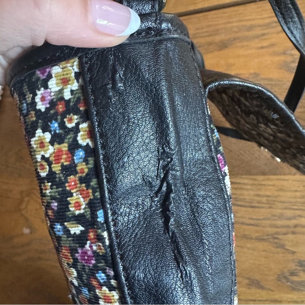 Mango MNG ditsy Daisy corduroy‎ Black Floral Crossbody Bag and Wallet purse - Picture 5 of 9